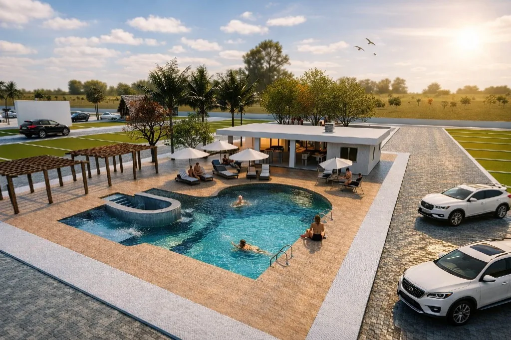 Clube e piscinas